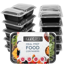 Efforias [40 Pack, 32oz] 2 Compartment Plastic Meal Prep Containers - Reusable BPA Free Food Containers with Airtight Lids - Microwavable, Freezer and Dishwasher Safe