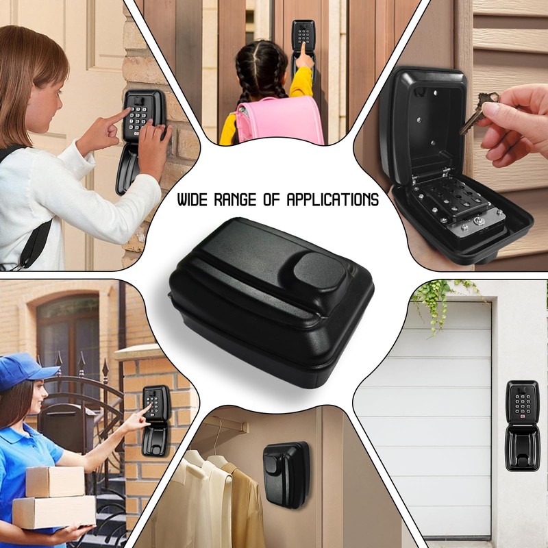 Kizaten Wall Mounted Key Safe, Key Lock Box with Resettable