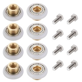 uxcell 8 Pcs Shower Door Rollers, 20mm Dia Bathroom Glass Door Rollers Runners with Screw, Sliding Door Pulleys Wheels Replacement for Kitchen Pan Glass Sliding Door, White