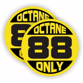 Unbranded pair - 88 OCTANE ONLY Fuel Door Vinyl Stickers | Gasoline Gas Pump Decals Labels