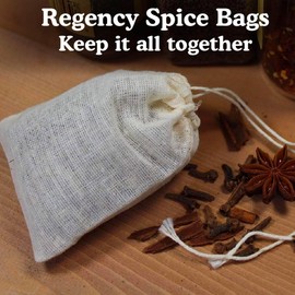Regency Wraps 100% Cotton All-Natural Drawstring Bag, Pouches for Enclosing Bulk Spices, Tea, Potpourri, Jewelry, Crafting, Wedding Favors, 3" x 4", Pack of 4