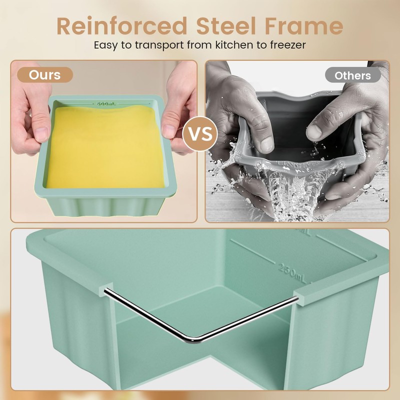Silicone Freezer Tray for Soup Ice Cubes: 2-Cup Freezing Trays
