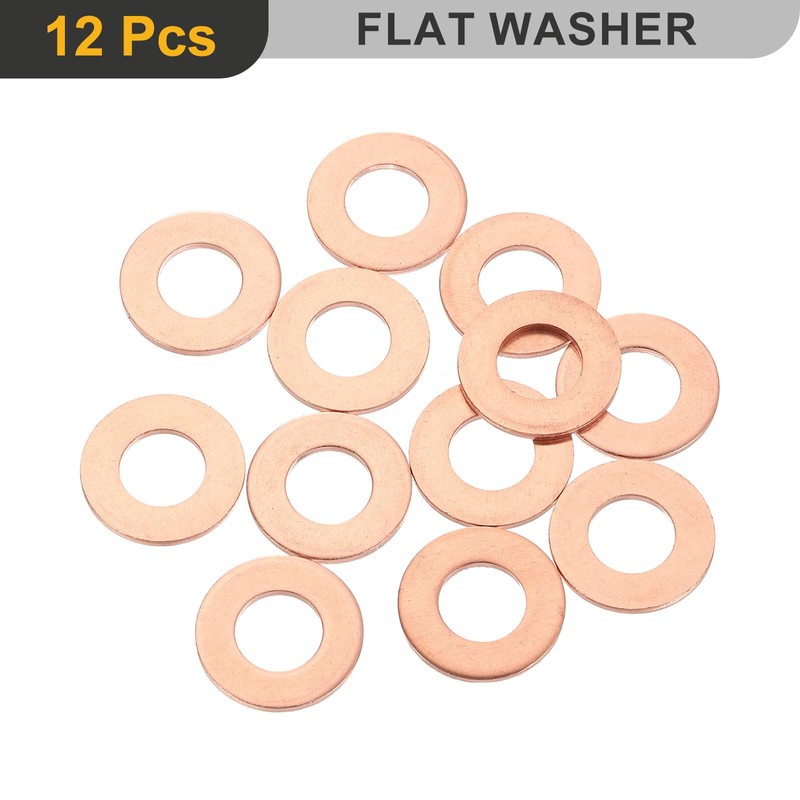sourcing map M10 Flat Washer, 12 Pcs Copper Ring Flat
