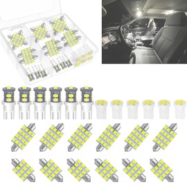 LEDYOTRY 24 Pieces Interior Car LED Bulb, Super Bright White Indoor Map Dome Cab Lights Bulb Kit Set, T10 194 DE3175 31mm 578 41mm LED Bulb for car trucks and SUVs