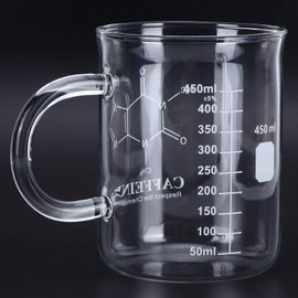 BORDSTRACT Measuring Cup, Caffeine Molecule Cup 3.5 x 4.5 in for Coffee Tea Latte Measuring Cup
