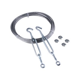 AOMIKITSTU Wire Rope Set, 10 m 4 mm 6 x 7 Rope Suspension Wire Rope, Steel Cable with 2 Turnbuckles M8 Hooks and 4 M4 Collets