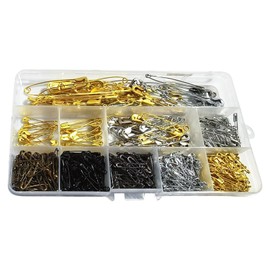 Pack of 624 safety pins, large safety pins, punch needle set, small thumbtacks, fabric clips, staple maker, stimulating pins, push pins, push pins, pins, pins, black, French pin for bags