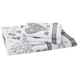 Noel Quilt Duvet Cover and 2 Pillowcase Bedding Bed Set Christmas Trees, Grey, Double