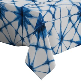 Xtremepads Watercolor Shibori Indigo Pattern Pattern - Rectangle Oblong Linen Tablecloth, 60" x 84" inches Washable Decorative Table Cloth
