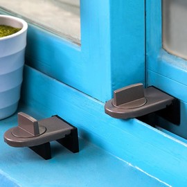 EQLEF® Pack of 2 Grey Iron Sliding Door Security Lock & Sliding Window Stopper