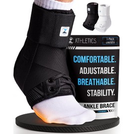 Z ATHLETICS Ankle Brace for Women & Men - Lace Up Adjustable Support with Side Stabilizers for Sprained Ankle, Achilles Tendonitis Relief | Basketball, Volleyball, Running & Sports Recovery