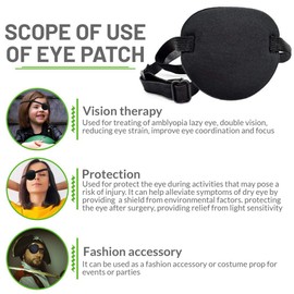 2PCS Eye Patch Adjustable 3D for Lazy Eye, Eye Cover Patch Medical Eye Patches for Adults and Kids Treatment Amblyopia Eye Patch Reusable Eye Cover for Cosplay Pirate Costume Eye Patch