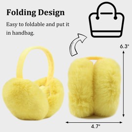 XIAOHAWANG Warm Winter EarMuffs for Women Fluffy Ear Warmer Foldable Outdoor Adult Ear Covers (Yellow)