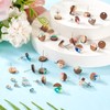 PandaHall 30 Pieces Resin Wood Stud Earrings, 10mm Flat Round