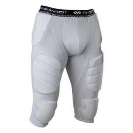 McDavid - Medias de compresión integradas de fútbol para Hombre, 7 Almohadillas para Orejas, protección para Caderas, Muslos, coxis y Rodillas, Color Gris Adulto