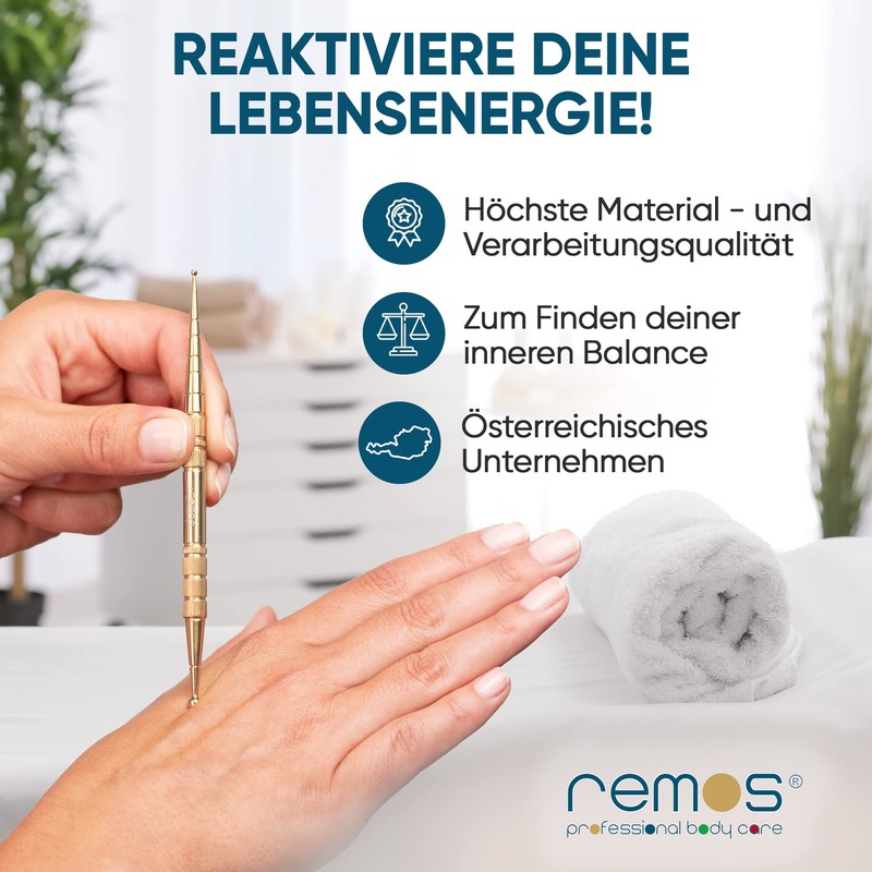 Remos Acupressure Pen and Meridian Pen Brass Length 13 cm