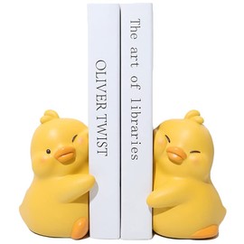 Cute Hug Ducks Decorative Bookends, Unique Book Ends to Hold Books Creative Resin Book Holder Stopper for Home Office Desk Bookshelf Decoration