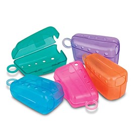 Practicon SmileGoods Vented Toothbrush Covers with Snap Closure, Assorted Bright Colors, 144 Bulk Pack