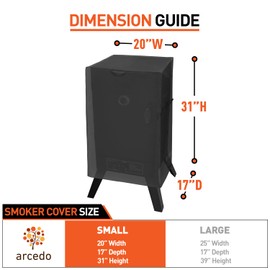 Arcedo 30 Inch Electric Smoker Cover for Masterbuilt Smoker, Heavy Duty Waterproof Outdoor Grill Cover, Square Vertical Smoker Cover, All Weather Protection, 20" W x 17" D x 31" H
