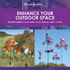 Road Bike Spinner Woman 1555 22" – Dynamic Cyclist Design, Weather-Resistant Outdoor Decor, Durable & Lightweight for Patios, Yards, and Gardens - Eye-Catching Wind Spinner with Rotating Wheels