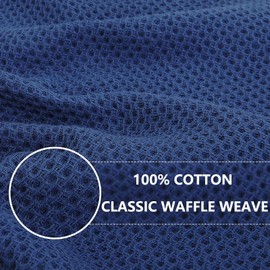 Homaxy Homaxy 100% Cotton Waffle Weave Kitchen Dish Cloths, Ultra Soft Absorbent Quick Drying Dish Towels, 12 x 12 Inches, 24-Pack, Navy Blue