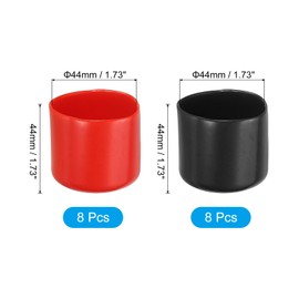PATIKIL 44 mm Round Rubber End Caps, 16 Pack Vinyl Bolt Cover Caps Flexible Screw Thread Protectors for Metal Tubing Rod Bolts, Black-Red