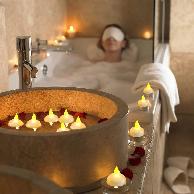Gouccpu Water Activated Tea Lights, Waterproof Flameless Tea Lights, 12