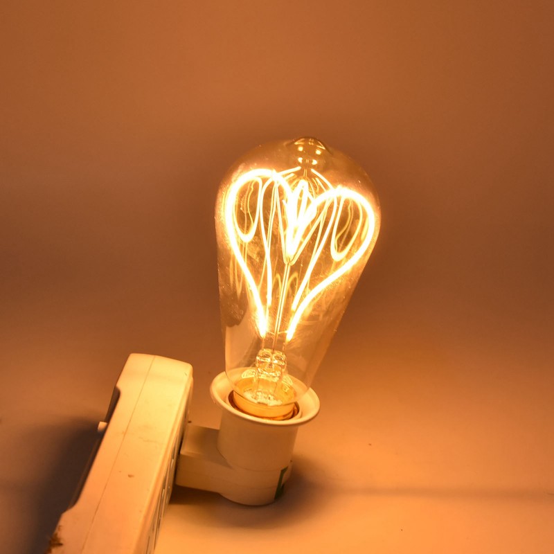Light Bulb Love Peach Heart Shaped Transparent LED Filament Lamp
