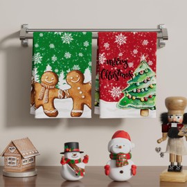 XCHI Snowman Gingerbread Man Tree Deer Merry Christmas Kitchen Towels Winter Dish Towels 18x26 Inch Xmas Home Kitchen Decorations Hand Towels Set of 4 Drying Dishcloth