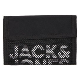 JACK & JONES Men's Jacashford Mesh Wallet, Black/Detail: Iceland Green
