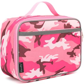 Kids Lunch box Insulated Soft Bag Mini Cooler Back to School Thermal Meal Tote Kit for Girls, Boys,Women,Men by FlowFly,Pink Camo