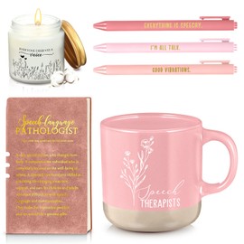6 Pcs Speech Therapy Gifts for SLP Mug Candle Pens Set,Pink