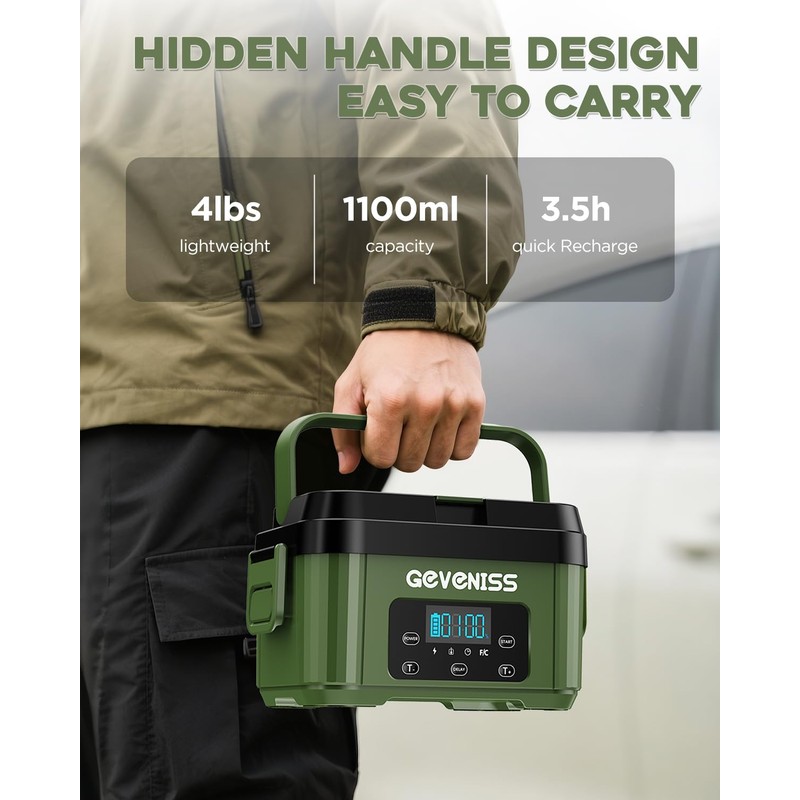Geveniss Cordless Electric Lunch Box for Adults – Battery-Powered Heated