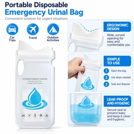 700ML Disposable Urine & Vomit Bags, Portable Emergency Toilet Bags for Men & Women, Travel, Camping, Car & Outdoor Use