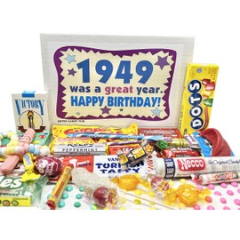 RETRO CANDY YUM ~ 1949 77th Birthday Gift Box of Nostalgic Candy Assortment from Childhood for 77 Year Old Men and Women Born 1949 Jr
