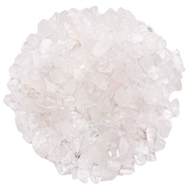 500 pcs Natural Chip Stone Beads, White Crystal 5-8 mm Irregular Gemstones Healing Crystal Loose Rocks Bead Hole Drilled for Jewelry Making Bracelet