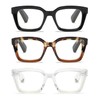 ZXYOO 3 Pack Oversize Square Design Reading Glasses for Women,