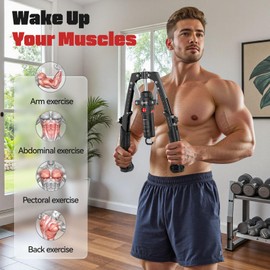 Flybird 2-in-1 Twister arm Trainer & ab Roller Wheel, Adjustable Hydraulic Power Chest Workout Equipment, Shoulders Forearm Triceps Muscle Strengthener, Portable Detachable for Home Gym/Travel