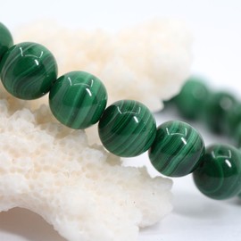 Justinstones Natural Green Malachite Gemstone 8mm Round Beads Stretch Bracelet 7 Inch Unisex