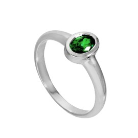 jewellerybox Sterling Silver & Emerald CZ Crystal Oval May Birthstone Ring Sizes J to Z Available, Crystal / zirconia