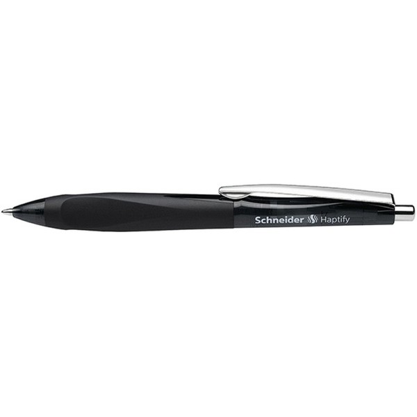 Schneider Haptify Clip-on retractable pen Medium Black - ballpoint pen (Clip-on retractable pen, Medium, Black, Stainless steel, Metal) (135301)
