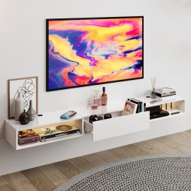 LED Floating TV Stand for 65 70 75 78 88 95+ inch TV w/Light & Storage Cabinet