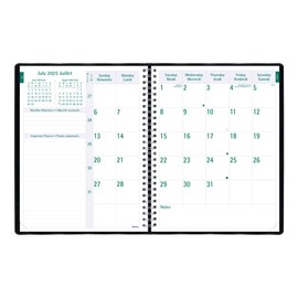 Blueline® Weekly/Monthly Academic Planner, 5-Day Project Timanager®, 13 Months, July 2025 to July 2026, Twin-Wire Binding, 11" x 8.5", Black, Bilingual (CA5941.81BT-26)
