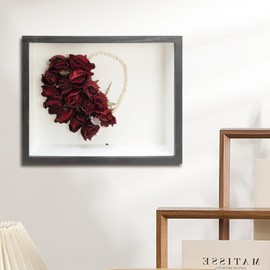 Black Picture Frames Shadow Box - 8X8 Wall & Tabletop Photo Frame Deep for Crafts 3D Square with Mount for Medal Flower (Black432,Depth 3cm)