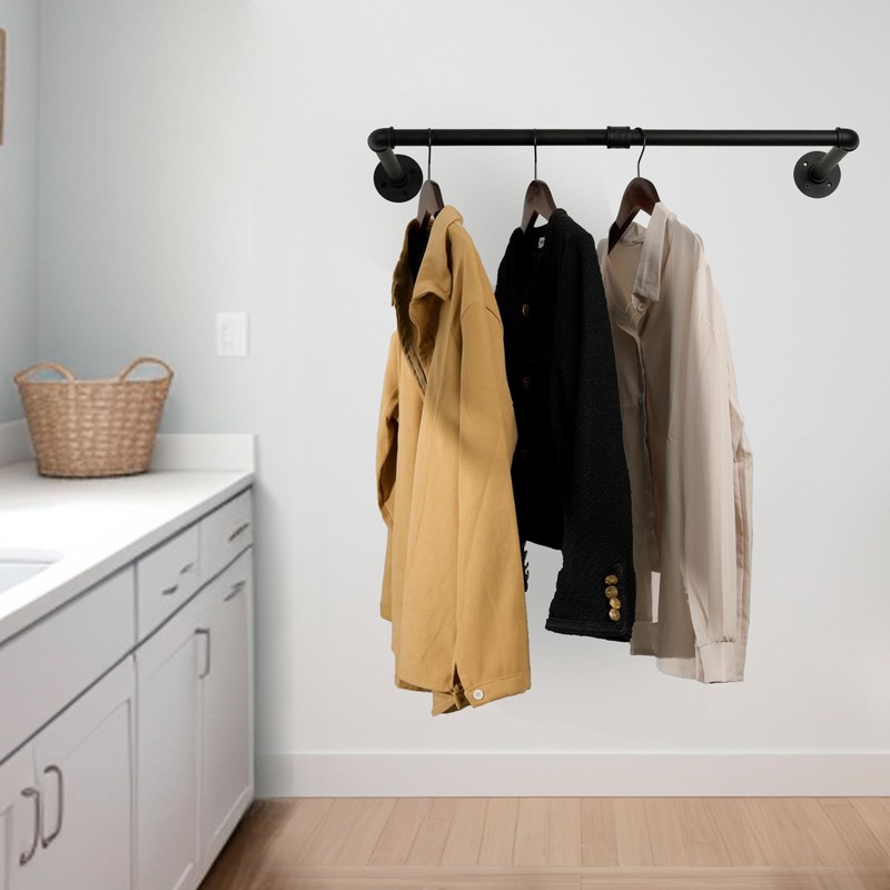 WEBI Clothing Rack Wall Mount,24" Industrial Pipe Clothes Rack for