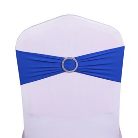 SINSSOWL 50 Stretch Spandex Royal Blue Chair Sashes for Wedding Chair Bows Chair Bands with Slider Buckles Fitting Party Feast Banquet Restaurant Event Bridal Baby Shower Chair Decoration
