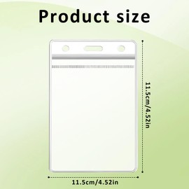 100Pack Vertical ID Badge Holder Clear Badge Sleeve with Resealable Zip Waterproof Plastic Vertical Badge Holder Fits ID Card/Credit Card/Student Card(2.75 x 4.52in)