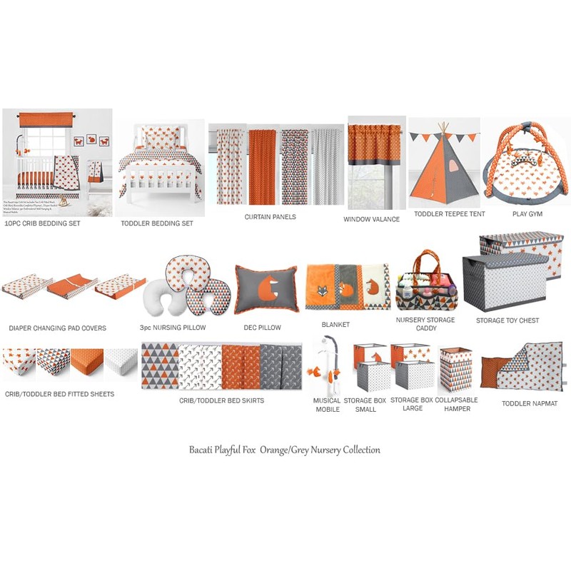 Bacati - Baby Activity Gyms & Playmats (Playful Fox Orange/Grey)