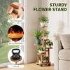 Uneedem 5 Tier Plant Stand Indoor with Wheels, Wood Tall