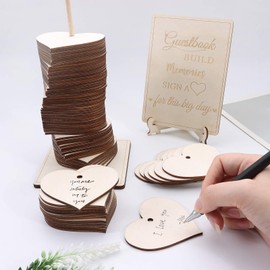Wedding Guest Book Alternative Sign - 72 Large Wood Hearts Wedding Guestbook, Wedding Decorations Baby Shower ridal Shower, Anniversary, Birthday, Guest Book Alternatives